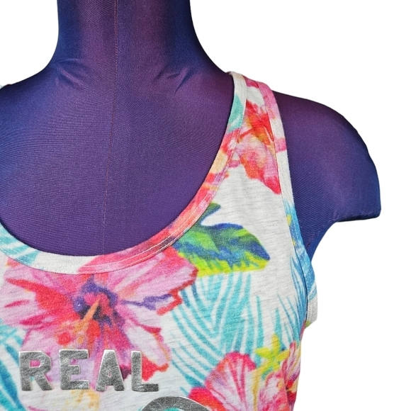 Sold Superdry Vintage Logo Hibiscus All Over Print Racerback Tank Top Size 8 - Picture 2 of 12
